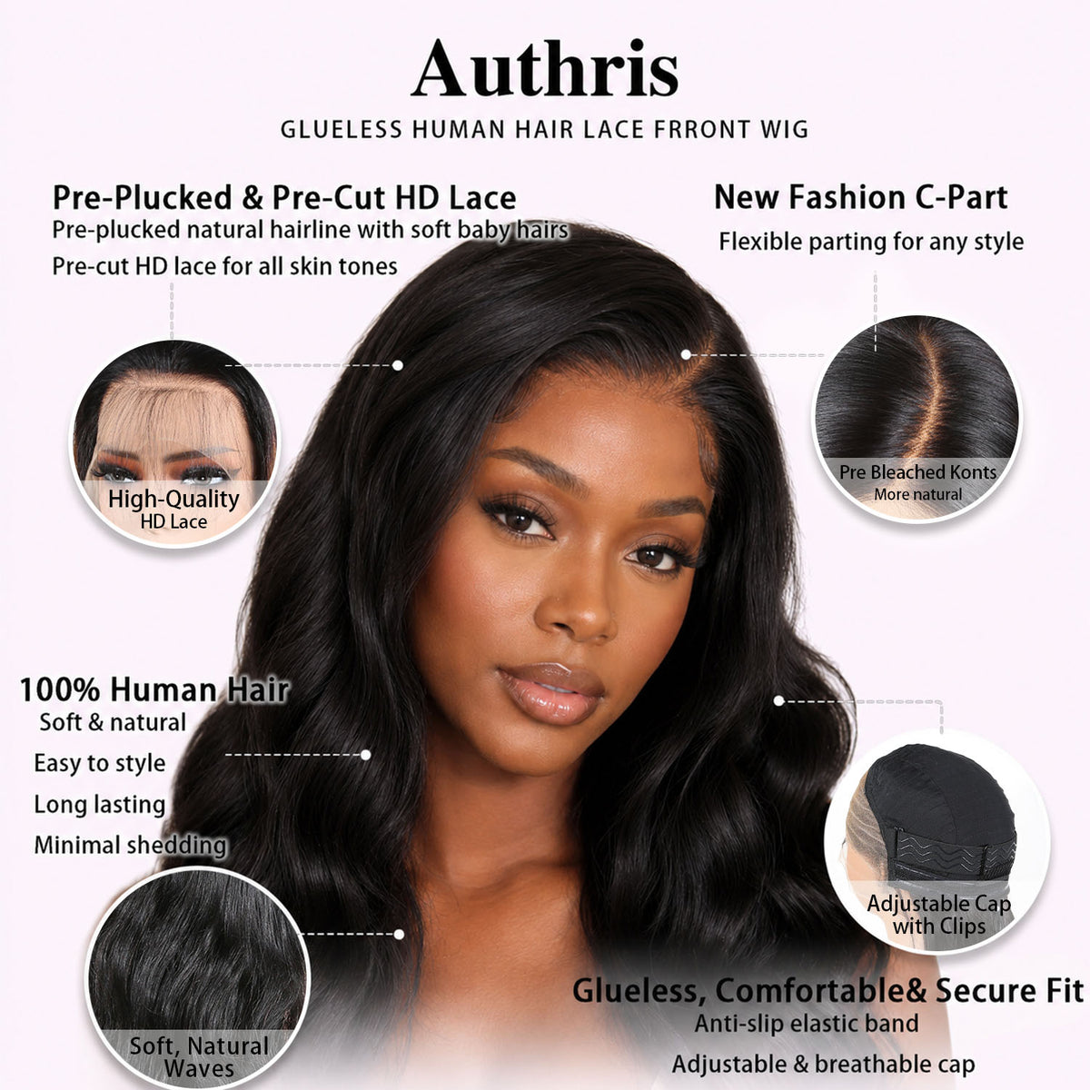 AUTHRIS Body Wave Lace Front Wig | Natural Black