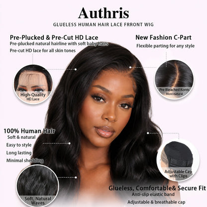 AUTHRIS Body Wave Lace Front Wig | Natural Black