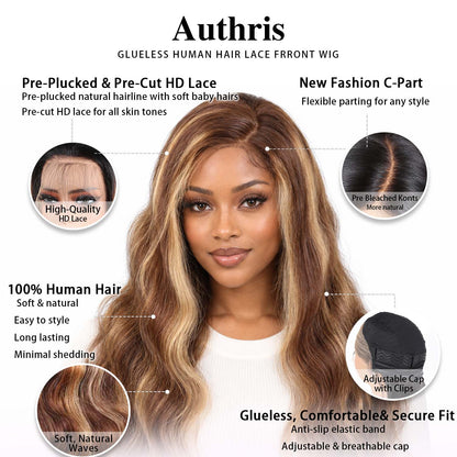 AUTHRIS Body Wave Lace Front Wig | Blonde Highlights