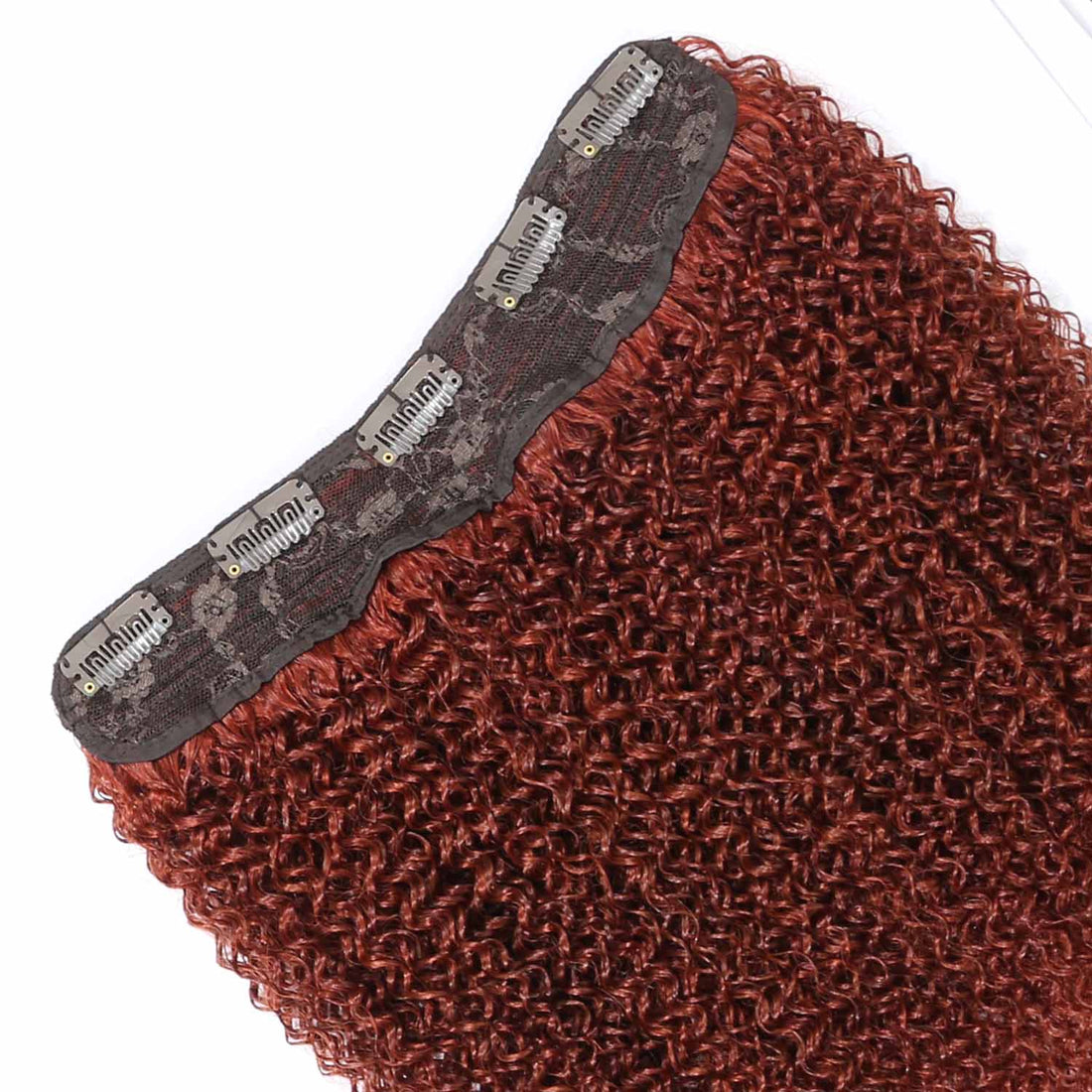 Authris Afro Kinky Curly 1-Piece Clip-In Human Hair Extensions | Auburn Brown